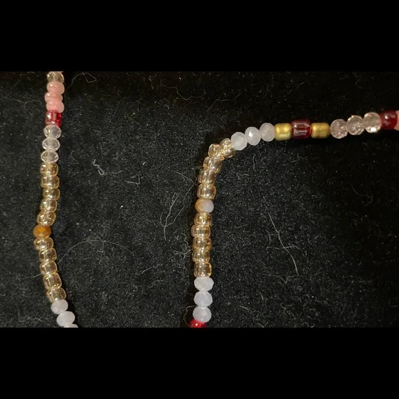 Handmade Red, Pink, & Gold Crystal & Beaded Statement Necklace - Picture 5 of 5